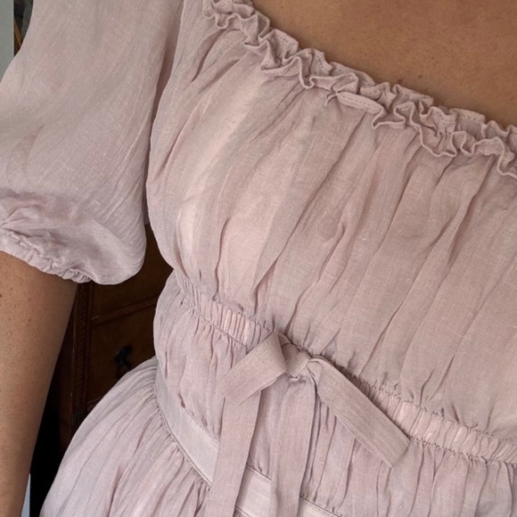 Dusty Pink Linen Maxi Dress - Picture 3 of 3